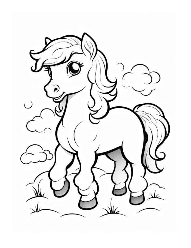 Free Cartoon Horse Coloring Page 20 | Free Coloring Adventure