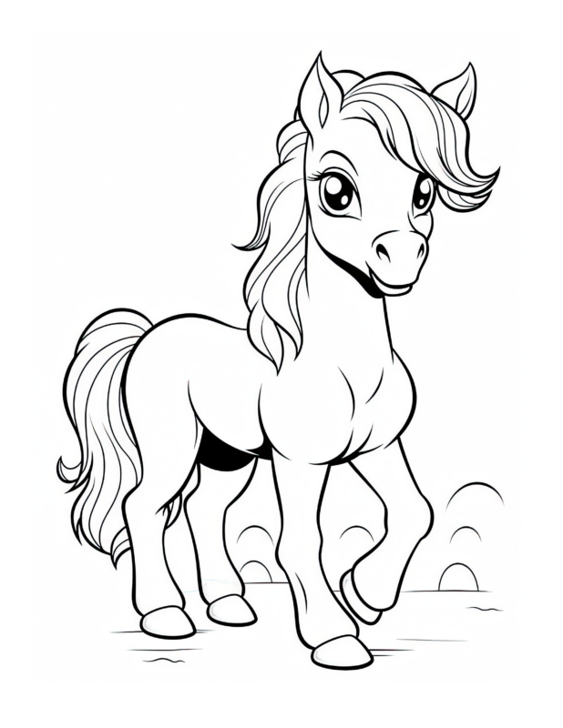 Free Cartoon Horse Coloring Page 25 | Free Coloring Adventure