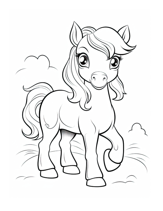 Free Cartoon Horse Coloring Page 26 | Free Coloring Adventure