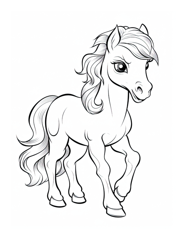 Free Cartoon Horse Coloring Page 31 | Free Coloring Adventure