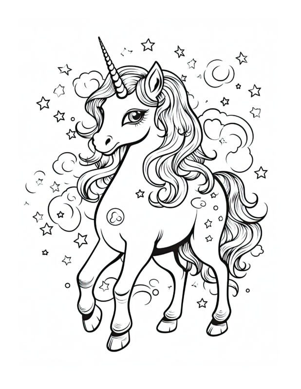 Free Printable Celestial Beauty - Unicorn Coloring Page For Kids And Adults