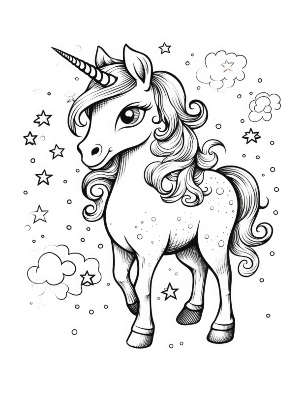 Free Cartoon Unicorn Coloring Page 81 | Free Coloring Adventure