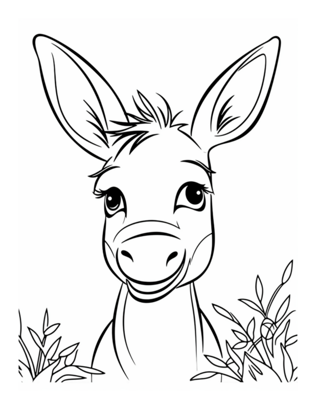 Free Printable Farmyard Resident - Donkey Coloring Page For Kids And Adults