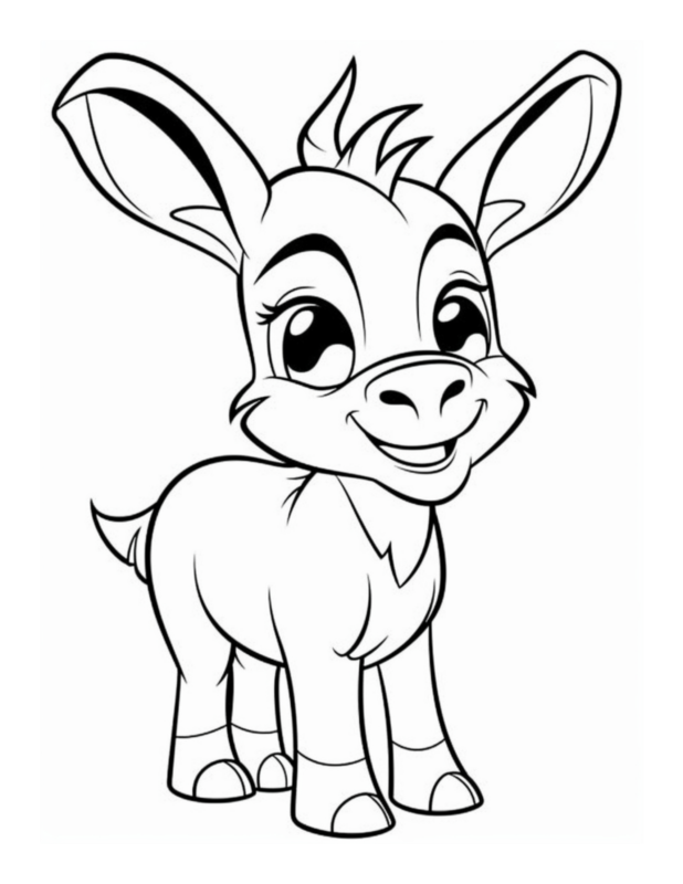 Free Printable Hoofed Helper -Donkey Coloring Page For Kids And Adults