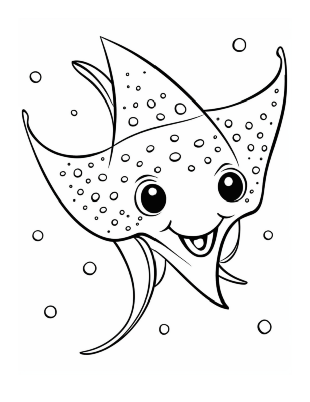 Free Printable Seafloor Dancer - Stingray Coloring Page For Kids And Adults