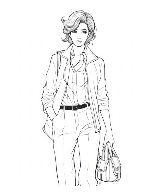 Free Printable Simple Suit And Purse- Fashion Coloring Page For Kids ...