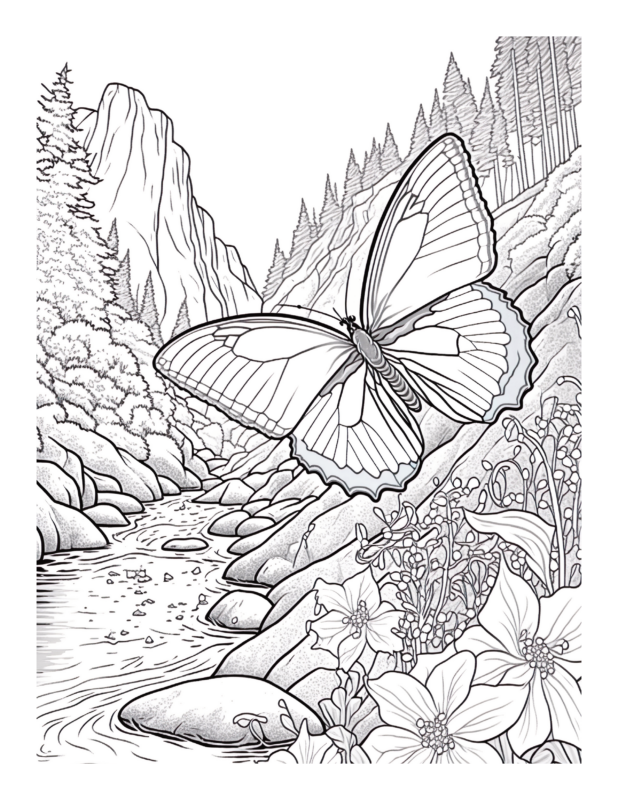Free Printable Flower Symphony - Butterfly Coloring Page For Kids And ...