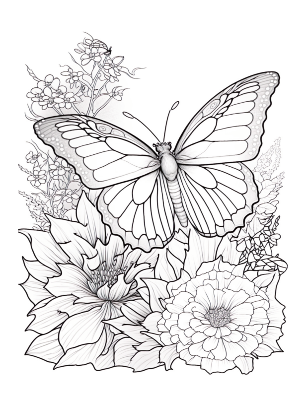 Free Butterfly Garden Coloring Page 63 | Free Coloring Adventure