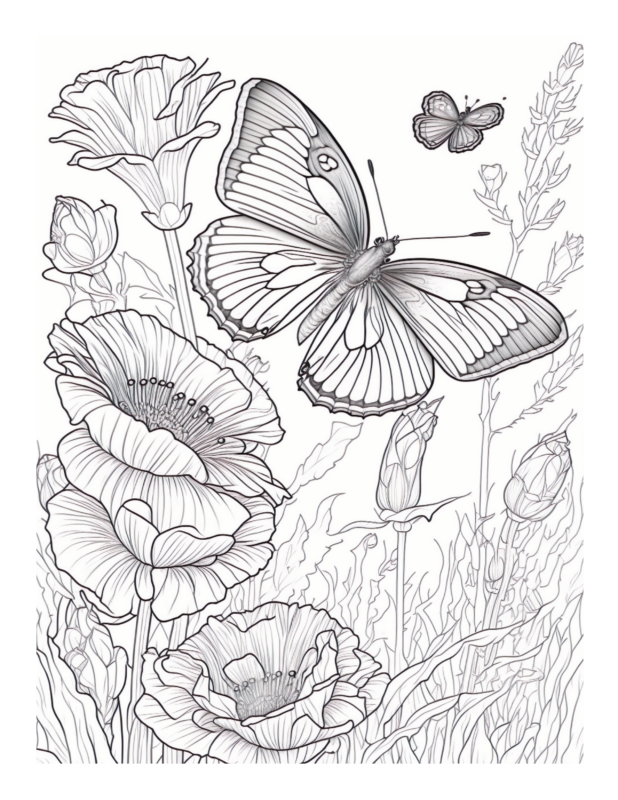 Free Printable ChromaGarden - Butterfly Coloring Page For Kids And Adults