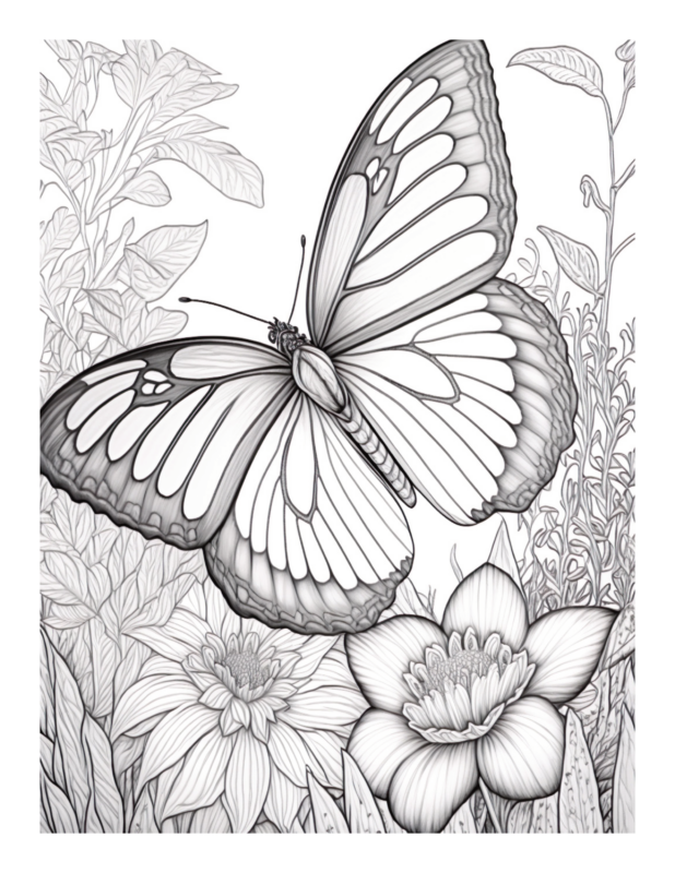 ...Free Butterfly Garden Coloring Page 89 | Free Coloring Adventure