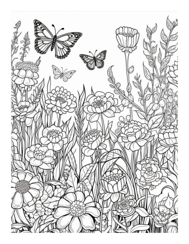 Free Printable Garden Harmony - Floral And Butterfly Coloring Page For 