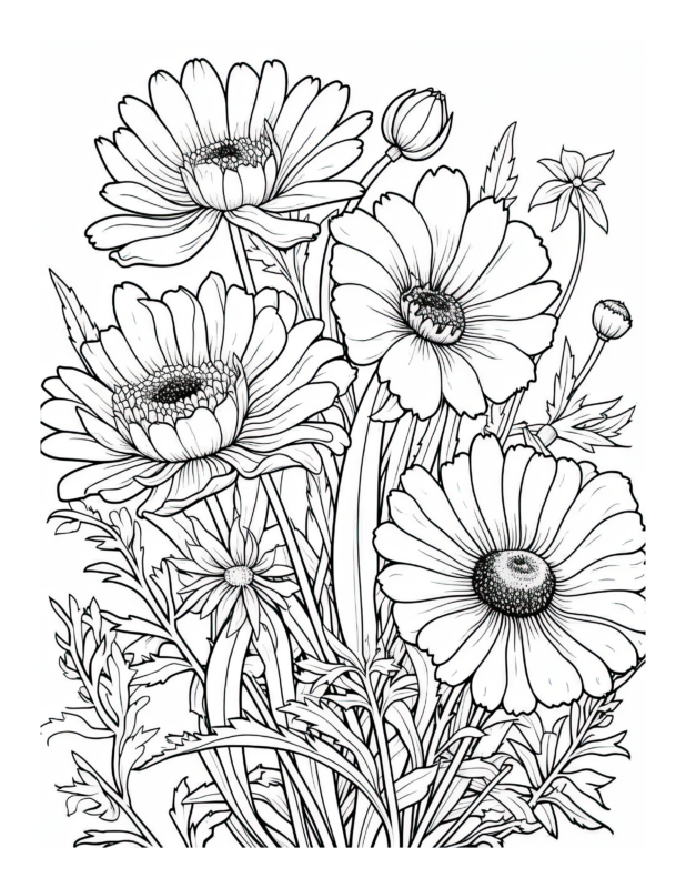 Daisy Dreams - Free Country Life Daisies Coloring Page | Free Coloring ...