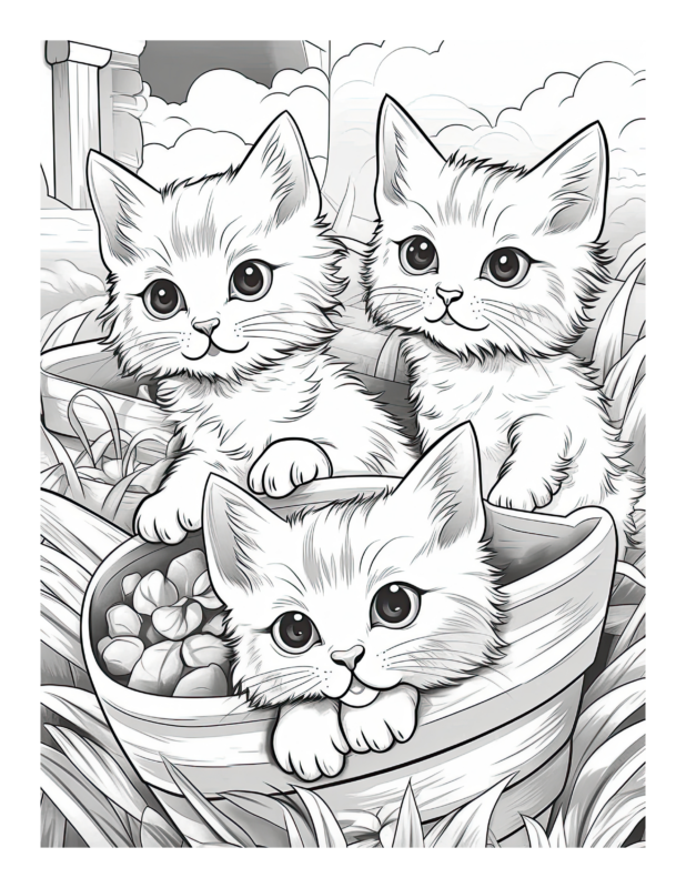 Free Printable Kitten Harmony - Kittens Coloring Page For Kids And Adults