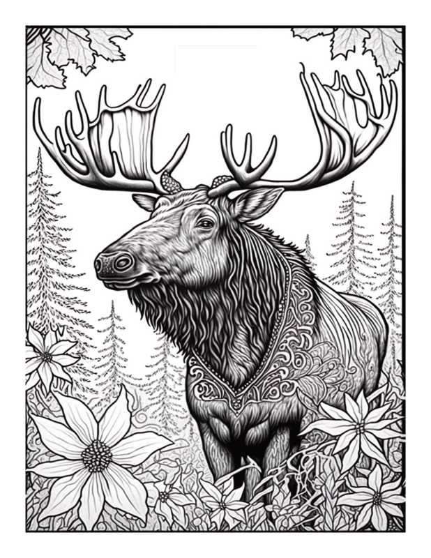 Free Printable Forest Retreat - Elk Coloring Page For Kids And Adults