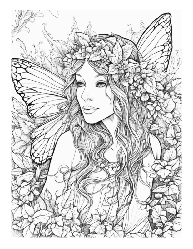 Free Printable Whimsical Dreams - Enchanted Fairy Coloring Page For ...