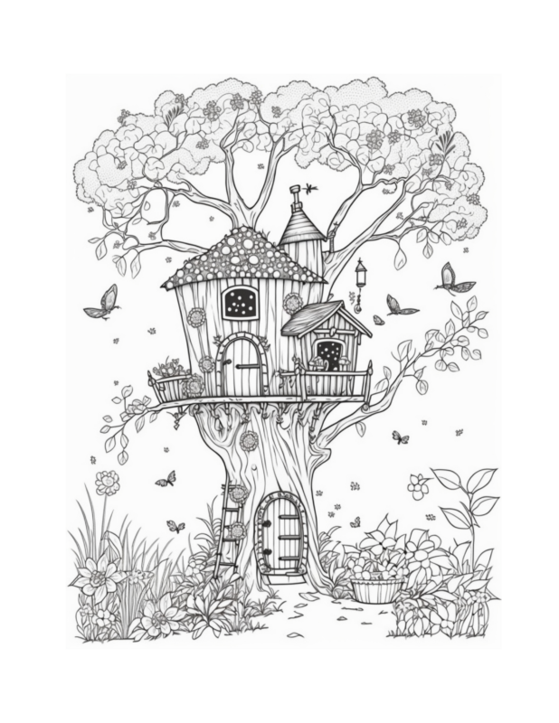 Free Fairy Houses Coloring Page 7 