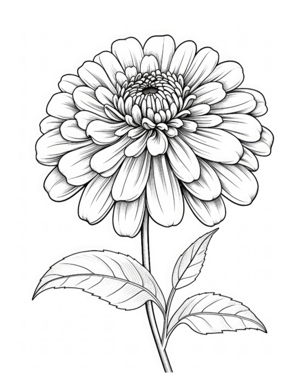 Free Printable Blooming Beauty - Dahlia Flower Coloring Page For Kids ...
