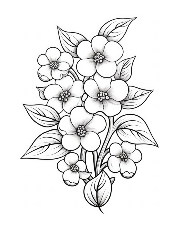 Free Printable Whimsical Wildflowers - Forget-Me-Not Coloring Page For ...