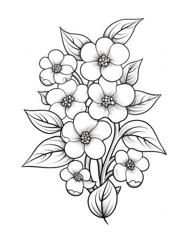 Free Printable Whimsical Wildflowers - Forget-Me-Not Coloring Page For ...