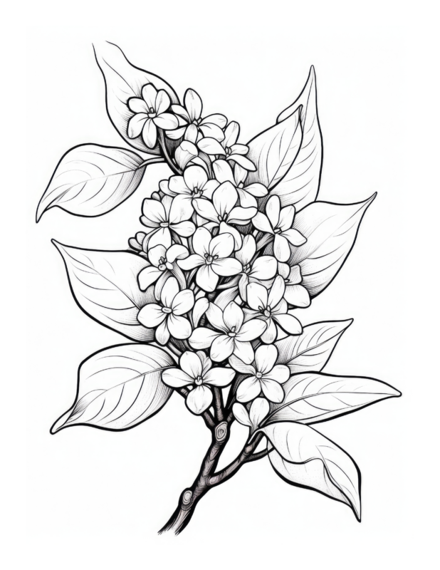 Free Printable Enchanted Blooms - Lilac Coloring Page For Kids And Adults