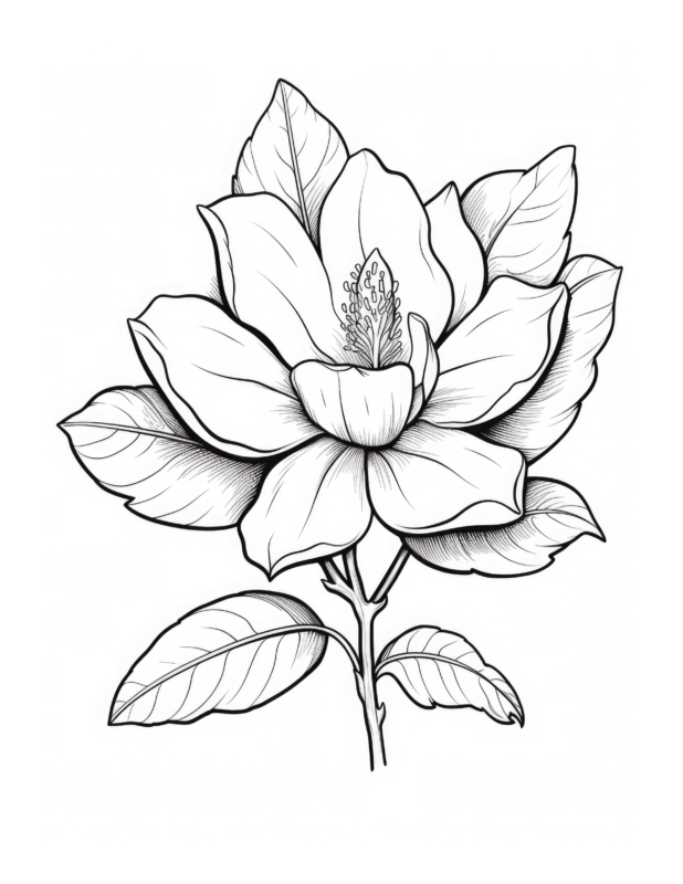 Free Printable Magnolia Blooms -Magnolia Coloring Page For Kids And Adults