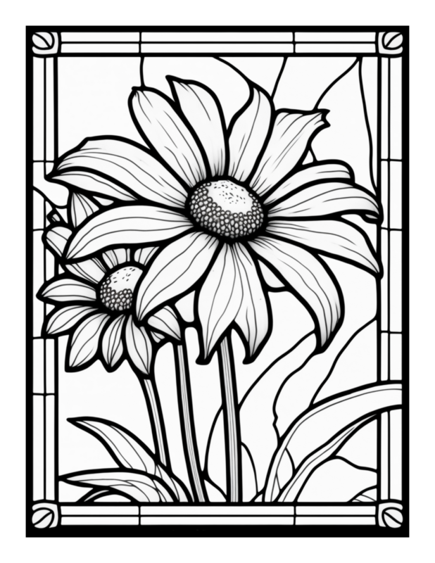 Free Flower Stained Glass Coloring Page 11 | Free Coloring Adventure