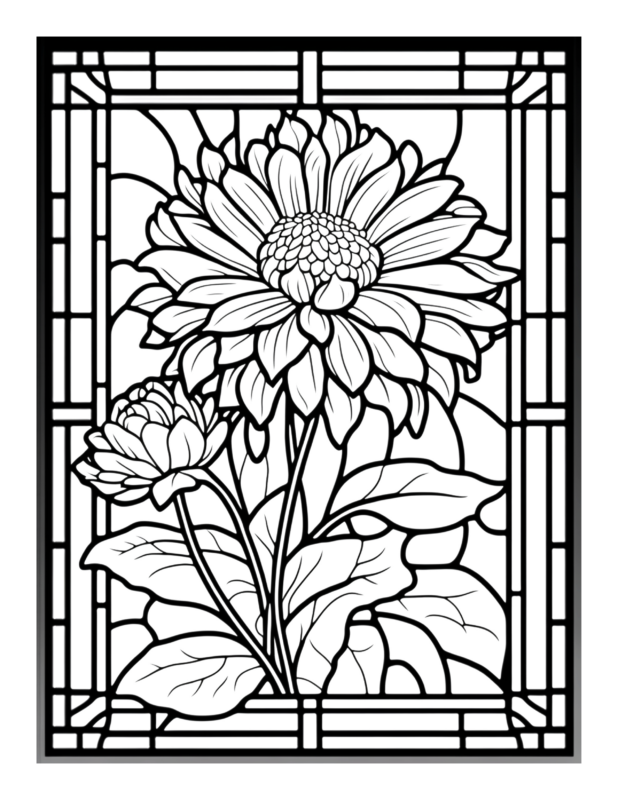 Free Flower Stained Glass Coloring Page 25 | Free Coloring Adventure