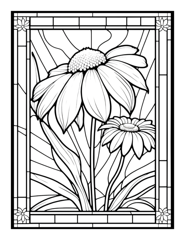 Free Flower Stained Glass Coloring Page 31 | Free Coloring Adventure