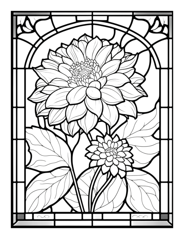 Free Flower Stained Glass Coloring Page 35 | Free Coloring Adventure