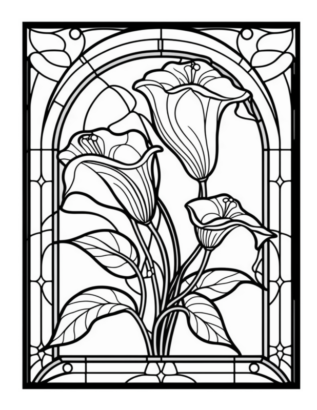 Free Flower Stained Glass Coloring Page 37 | Free Coloring Adventure