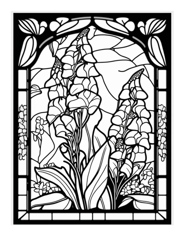 Free Printable Artistic Blooms - Stained Glass Coloring Page For Kids ...