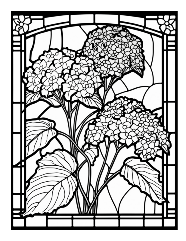 Free Printable Free Flower Stained Glass Coloring Page 57 For Kids And ...