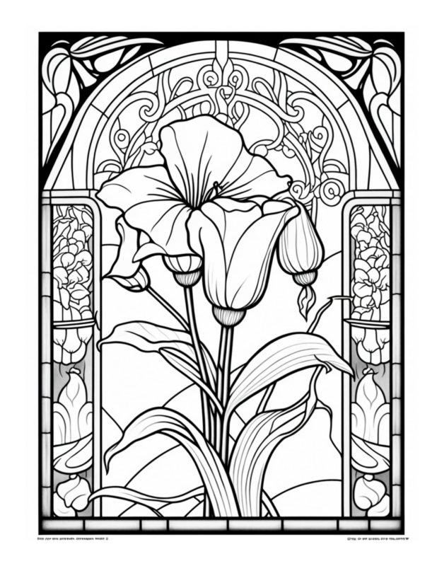 Free Flower Stained Glass Coloring Page 65 | Free Coloring Adventure