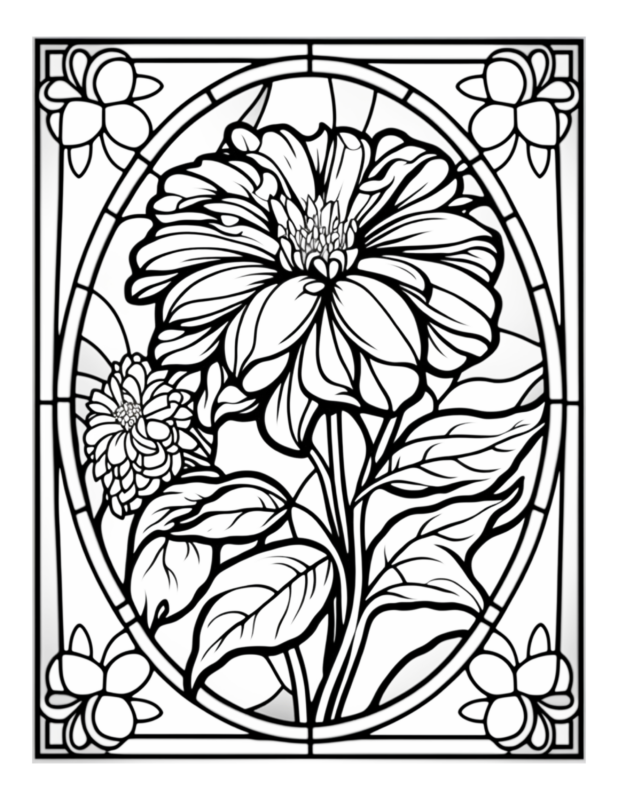 Free Printable Petals And Panes - Stained Glass Coloring Page For Kids ...