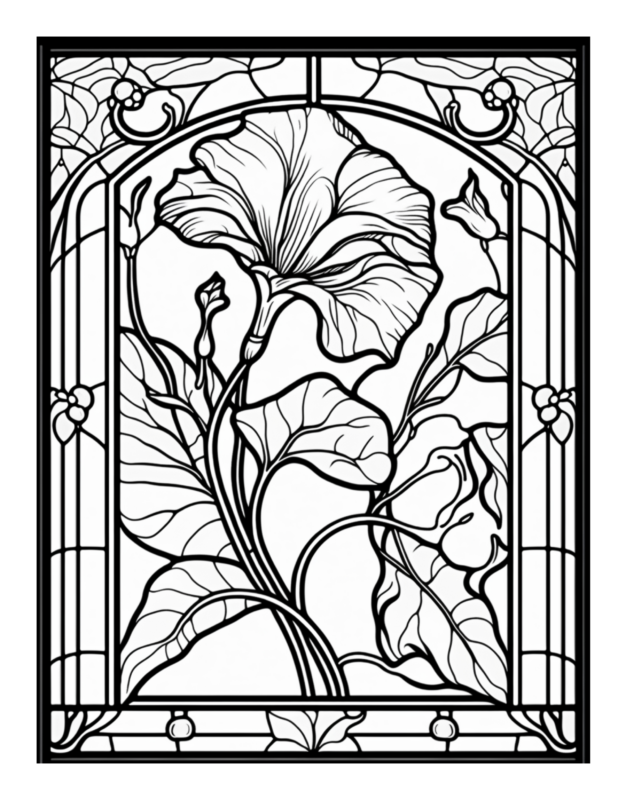 Free Printable Flower Fantasy - Stained Glass Coloring Page For Kids ...