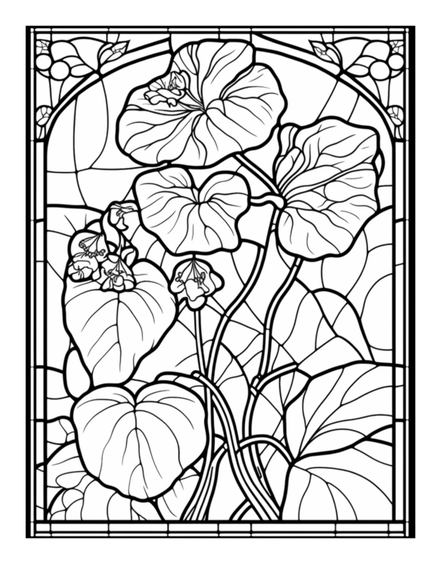 Free Flower Stained Glass Coloring Page 73 | Free Coloring Adventure