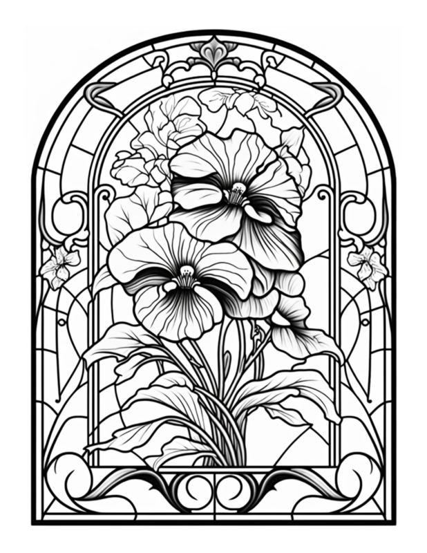 Free Printable Blooming Stained Glass - Stained Glass Coloring Page For ...