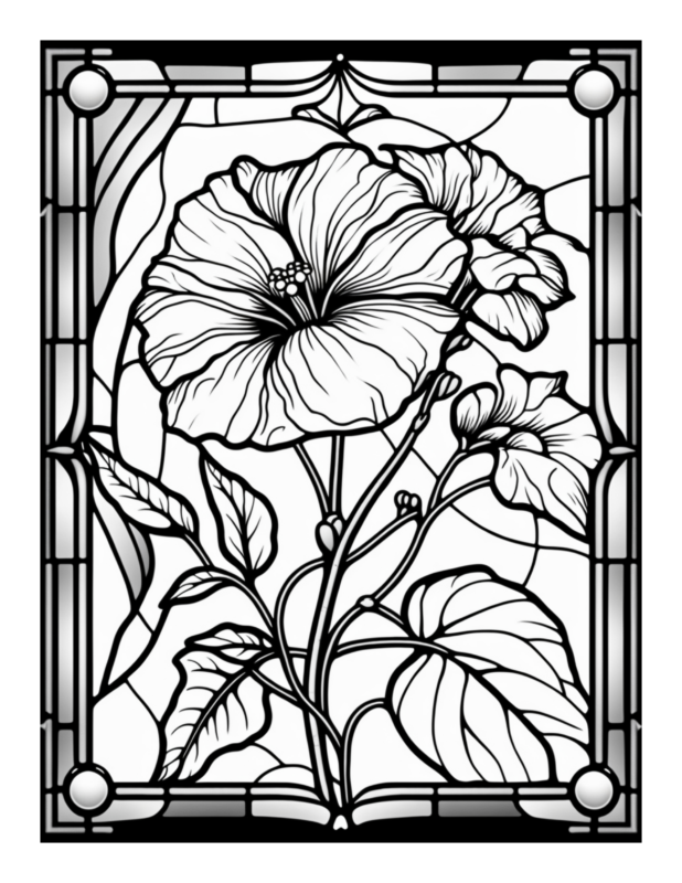 Free Flower Stained Glass Coloring Page 83 | Free Coloring Adventure