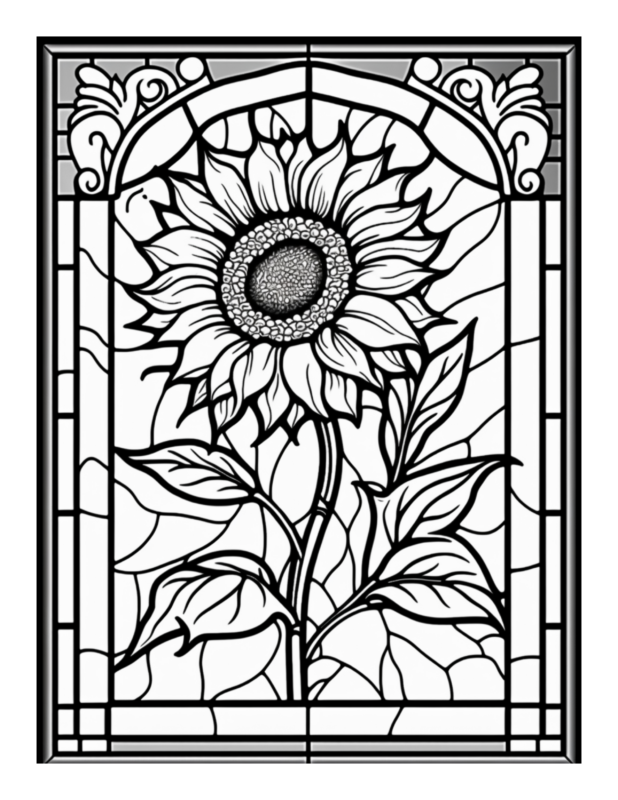 Free Flower Stained Glass Coloring Page 89 | Free Coloring Adventure