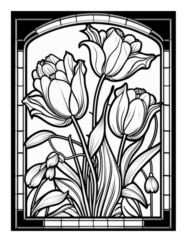 Free Printable Glass Petals - Stained Glass Coloring Page For Kids And ...