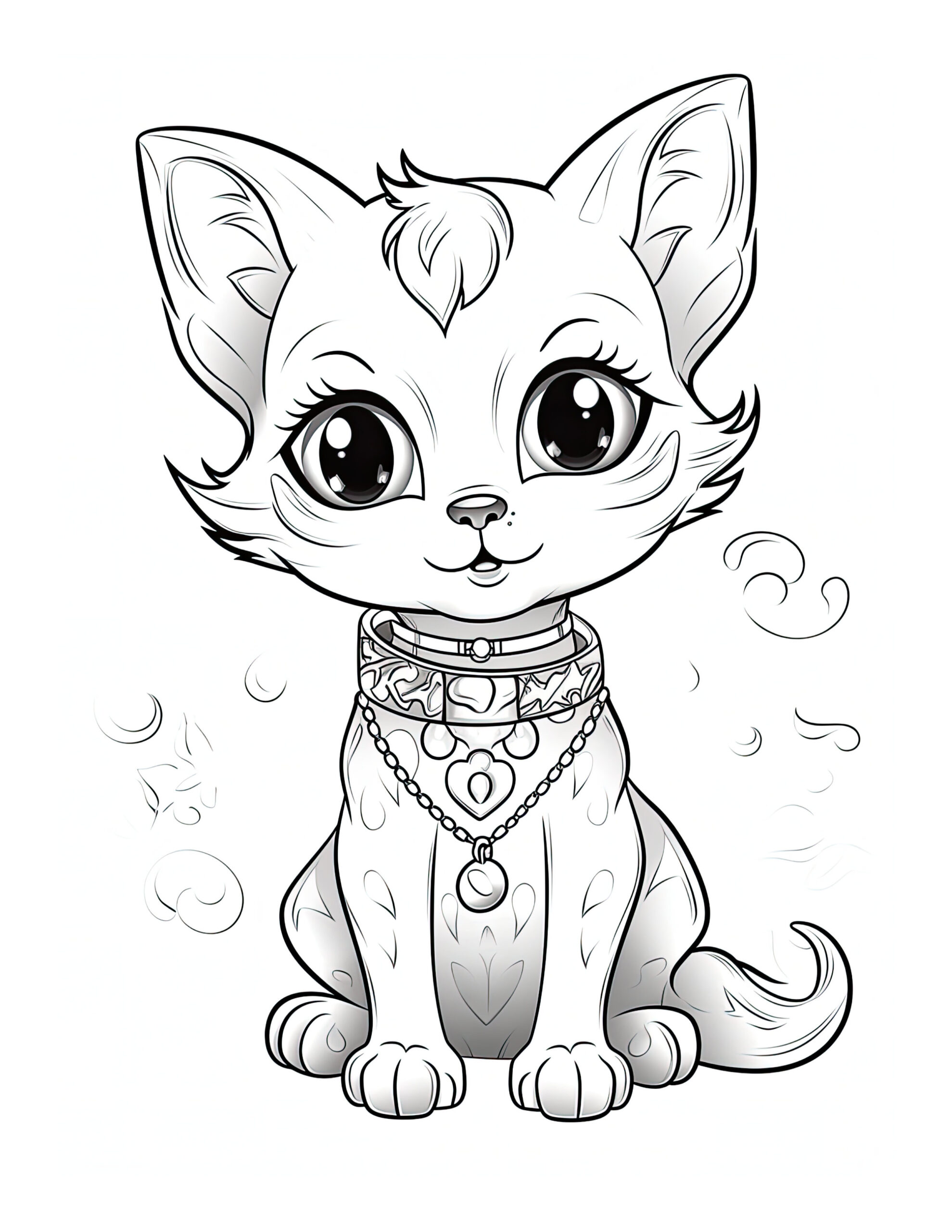 Free Printable Spooky Elegance - Girl Cat Coloring Page For Kids And Adults