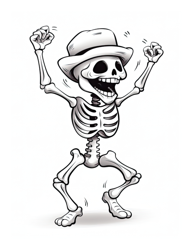 Free Printable Bony Brilliance - Skeleton Coloring Page For Kids And Adults