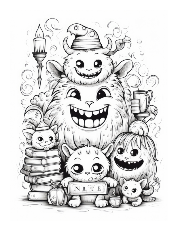 printable six coloring pages seven little monsters