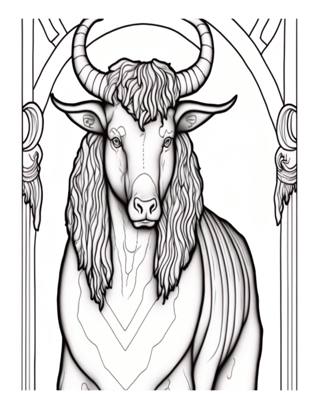 Free Printable Labyrinth Dweller - Minotaur Coloring Page For Kids And ...