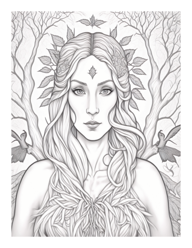 Free Printable Forest Guardian - Ancient Dryad Coloring Page For Kids ...