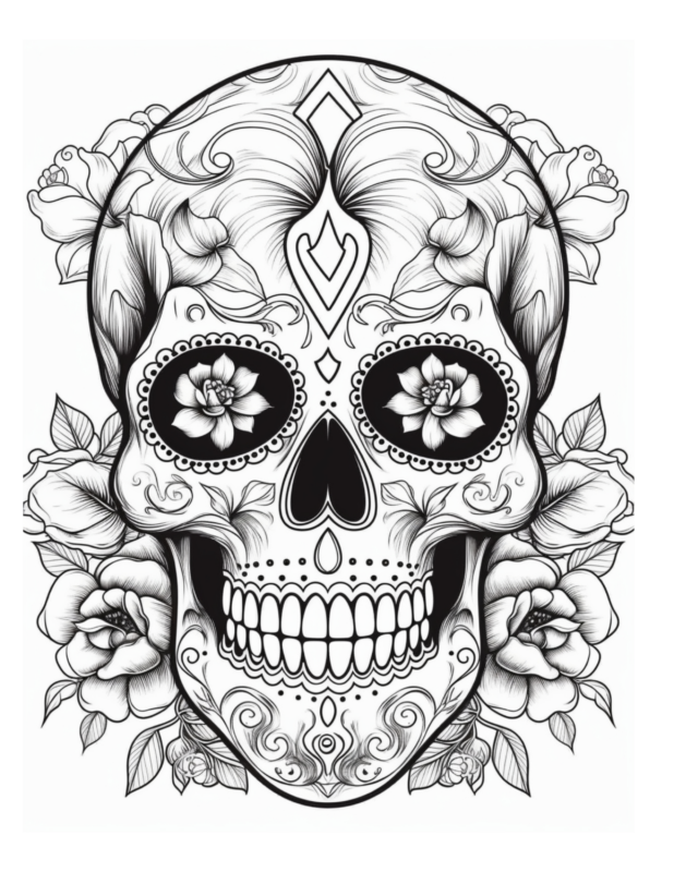 Free Printable Colorful Calaveras - Sugar Skulls Coloring Page For Kids ...