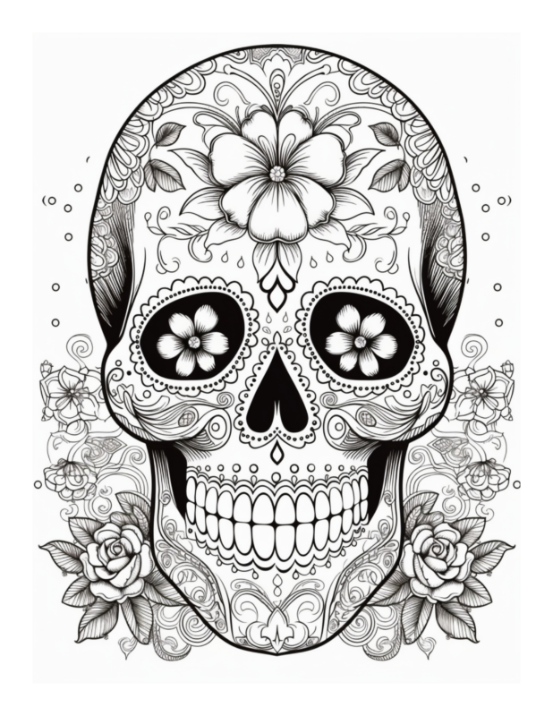 Free Printable Dia De Los Muertos Mosaic - Sugar Skull Coloring Page ...