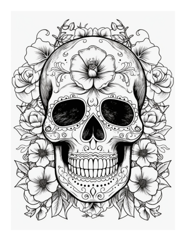 Free Printable Dia De Los Muertos Mystique - Sugar Skull Coloring Page ...