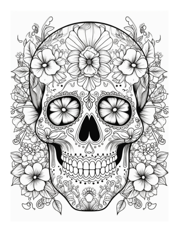 Free Printable Sugar Skull Symphony - Sugar Skull Coloring Page For ...