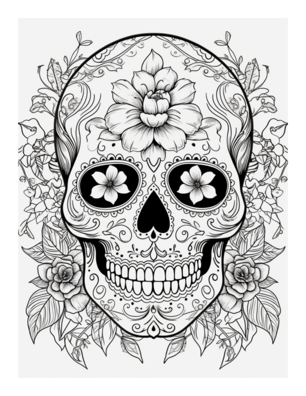 Free Printable Dia De Los Muertos Mystique - Sugar Skull Coloring Page 